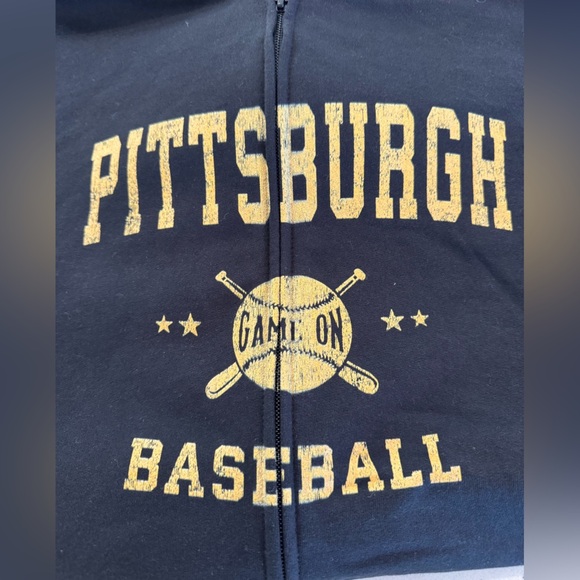 Pittsburgh Vintage Baseball Throwback Retro Design Full Zip Hoodie Sz XL Black - Picture 8 of 9